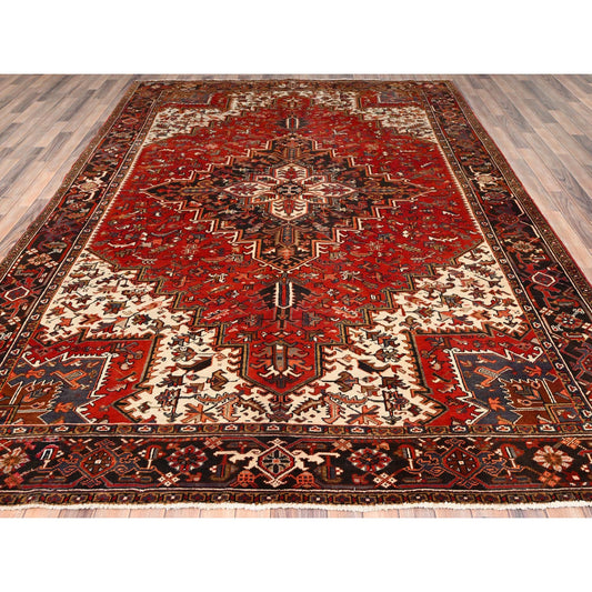 Heriz Wool Hand Knotted Rug Red Black 8.3X10.10 -O085385