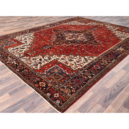 Heriz Wool Hand Knotted Rug Red Black 8.3X10.10 -O085385