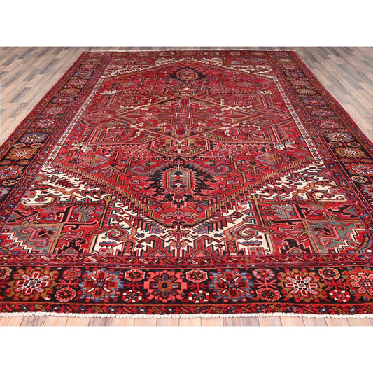 Heriz Wool Hand Knotted Rug Red Black 9.9X12.6 -O085390