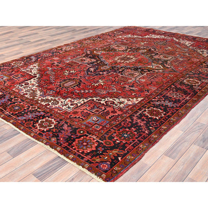 Heriz Wool Hand Knotted Rug Red Black 7.5X10.10 -O085395