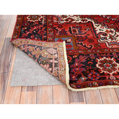 Heriz Wool Hand Knotted Rug Red Black 7.5X10.10 -O085395