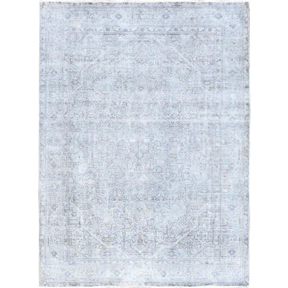 Overdyed & Vintage Wool Hand Knotted Rug Grey Gray 6.6X9.0 -O085396