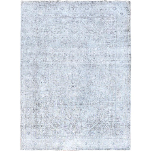 Overdyed & Vintage Wool Hand Knotted Rug Grey Gray 6.6X9.0 -O085396