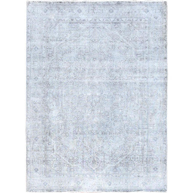 Overdyed & Vintage Wool Hand Knotted Rug Grey Gray 6.6X9.0 -O085396