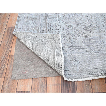 Overdyed & Vintage Wool Hand Knotted Rug Grey Gray 6.6X9.0 -O085396
