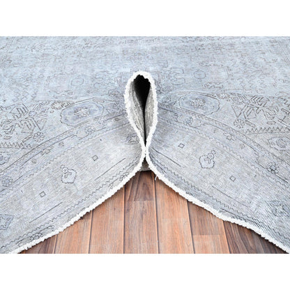 Overdyed & Vintage Wool Hand Knotted Rug Grey Gray 6.6X9.0 -O085396