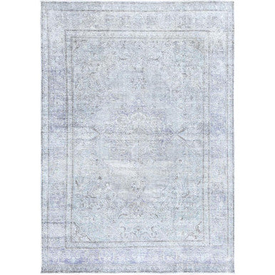 Overdyed & Vintage Wool Hand Knotted Rug Grey Blue 6.9X9.10 -O085397