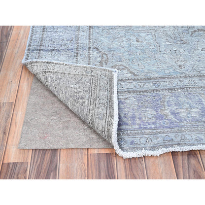 Overdyed & Vintage Wool Hand Knotted Rug Grey Blue 6.9X9.10 -O085397