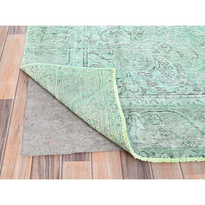 Overdyed & Vintage Wool Hand Knotted Rug Green Green 6.2X9.3 -O085398