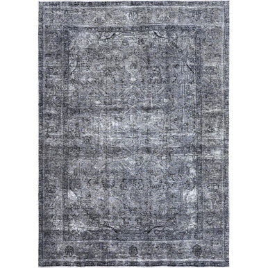 Overdyed & Vintage Wool Hand Knotted Rug Grey Gray 6.6X9.6 -O085399