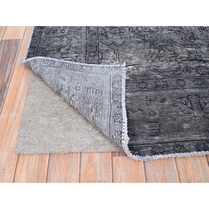 Overdyed & Vintage Wool Hand Knotted Rug Grey Gray 6.6X9.6 -O085399