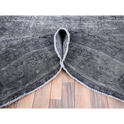 Overdyed & Vintage Wool Hand Knotted Rug Grey Gray 6.6X9.6 -O085399