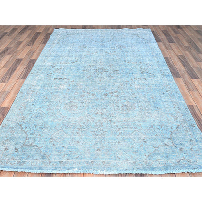 Overdyed & Vintage Wool Hand Woven Rug Blue Blue 5.7X9.2 -O085400