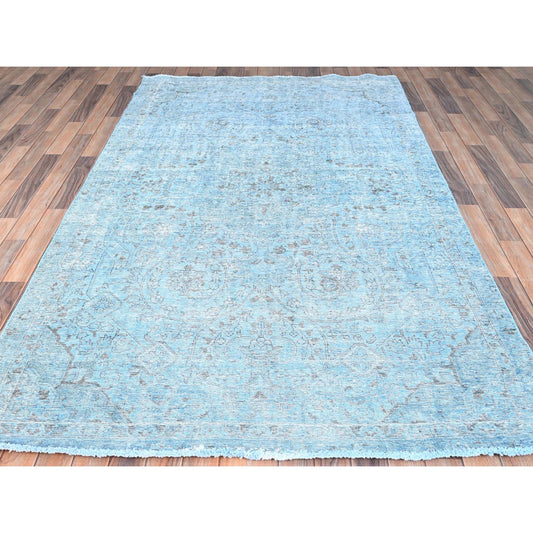 Overdyed & Vintage Wool Hand Woven Rug Blue Blue 5.7X9.2 -O085400