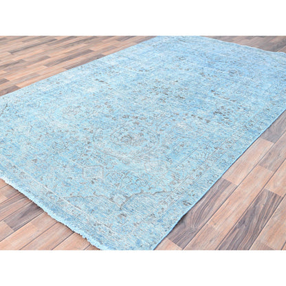 Overdyed & Vintage Wool Hand Woven Rug Blue Blue 5.7X9.2 -O085400