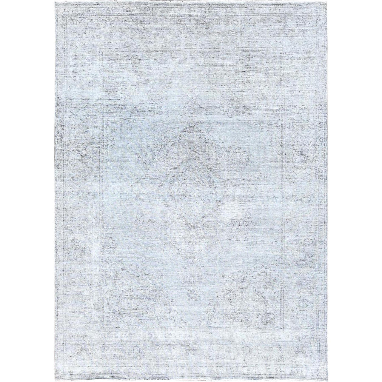 Gray 6'6" x 9'6" Overdyed & Vintage Hand knotted Wool Rug - Sku: O085402