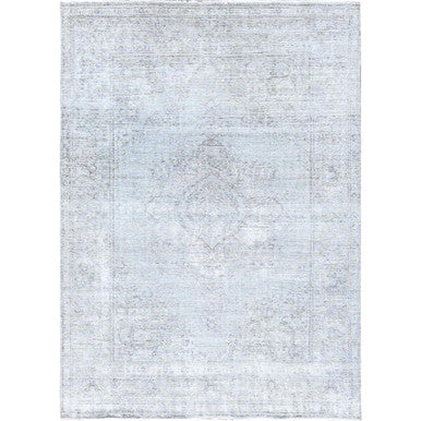 Overdyed & Vintage Wool Hand Knotted Rug Grey Gray 6.6X9.6 -O085402
