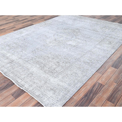 Overdyed & Vintage Wool Hand Knotted Rug Grey Gray 6.6X9.6 -O085402