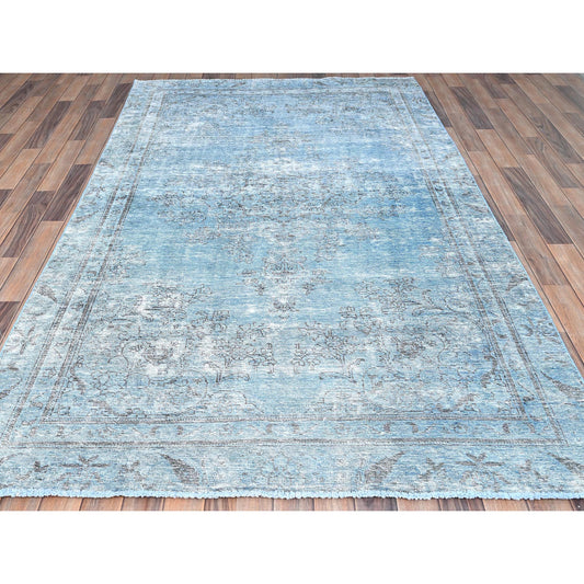 Overdyed & Vintage Wool Hand Knotted Rug Blue Blue 5.5X8.10 -O085405