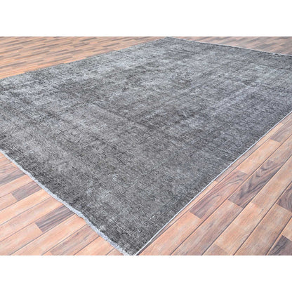 Overdyed & Vintage Wool Hand Knotted Rug Grey 9.4x12.10 -O085406