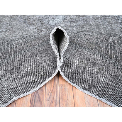 Overdyed & Vintage Wool Hand Knotted Rug Grey 9.4x12.10 -O085406