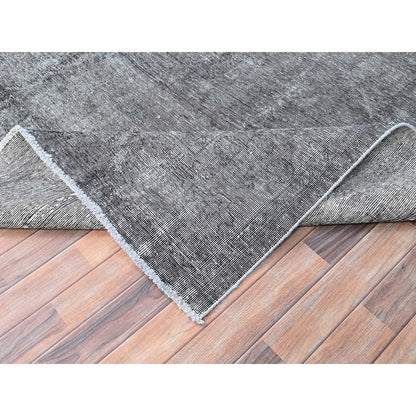 Overdyed & Vintage Wool Hand Knotted Rug Grey 9.4x12.10 -O085406