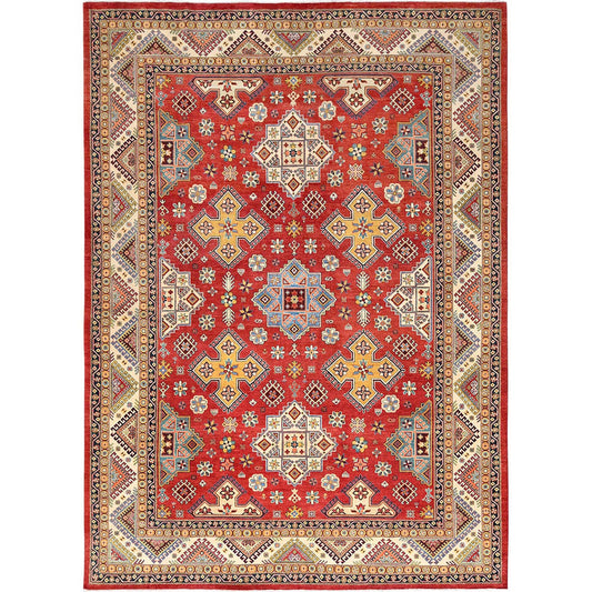 Kazak Wool Hand Knotted Rug Red Beige 10.0X14.0 -O085410
