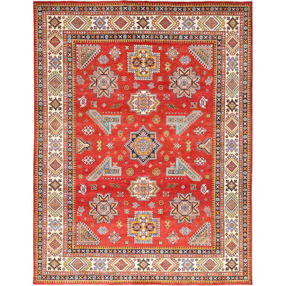 Kazak Wool Hand Knotted Rug Red Beige 9.1X12.0 -O085413