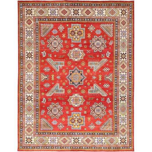 Kazak Wool Hand Knotted Rug Red Beige 9.1X12.0 -O085413