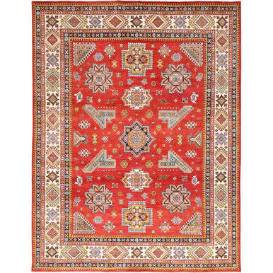 Kazak Wool Hand Knotted Rug Red Beige 9.1X12.0 -O085413