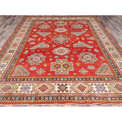 Kazak Wool Hand Knotted Rug Red Beige 9.1X12.0 -O085413