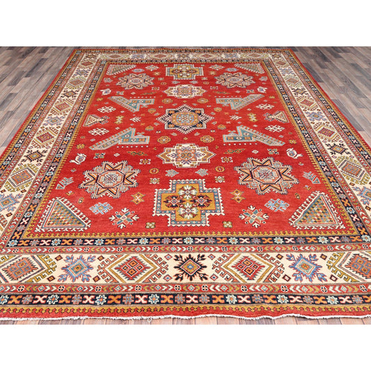 Kazak Wool Hand Knotted Rug Red Beige 9.1X12.0 -O085413