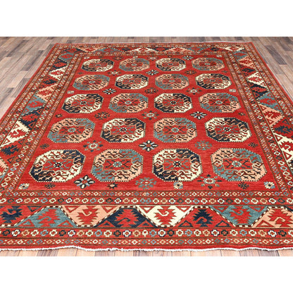 Tribal & Geometric Wool Hand Knotted Rug Red Red 8.2X9.10 -O085416