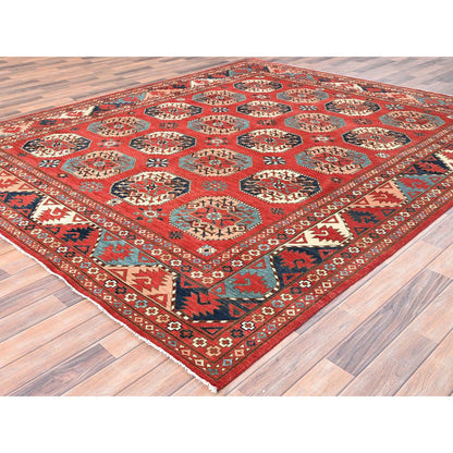 Tribal & Geometric Wool Hand Knotted Rug Red Red 8.2X9.10 -O085416