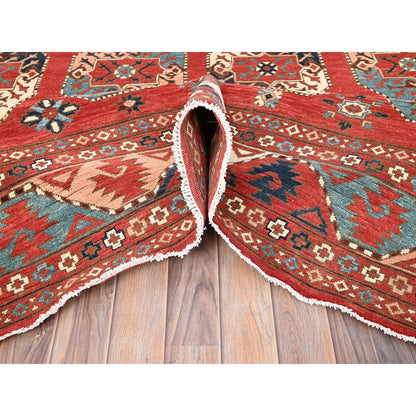 Tribal & Geometric Wool Hand Knotted Rug Red Red 8.2X9.10 -O085416