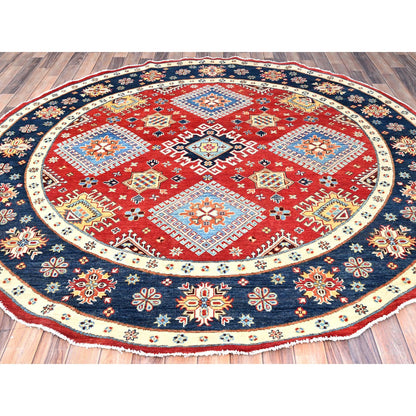 Kazak Wool Hand Knotted Rug Red Blue 7.10X7.9 -O085417