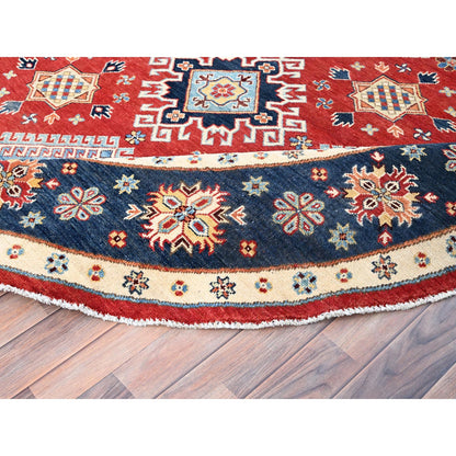 Kazak Wool Hand Knotted Rug Red Blue 7.10X7.9 -O085417