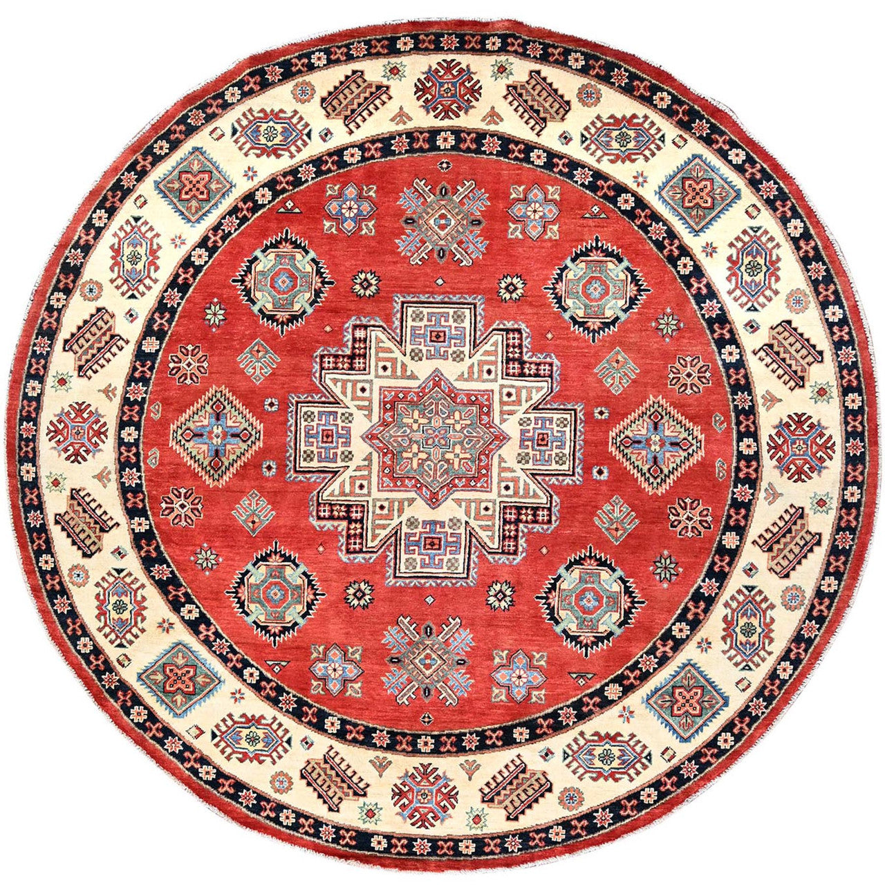 Kazak Wool Hand Knotted Rug Red Ivory 8.0X7.9 -O085420