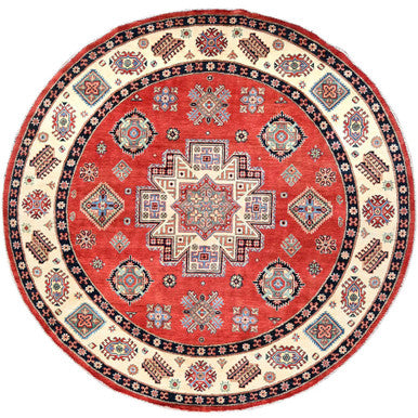 Kazak Wool Hand Knotted Rug Red Ivory 8.0X7.9 -O085420
