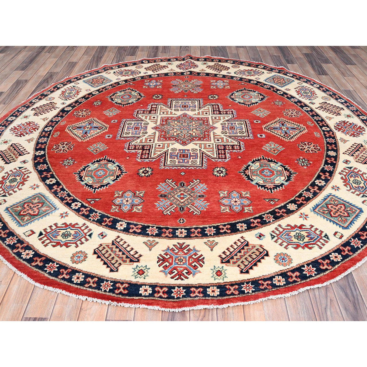 Kazak Wool Hand Knotted Rug Red Ivory 8.0X7.9 -O085420