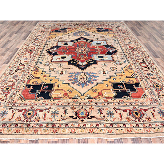 Heriz Wool Hand Knotted Rug Ivory White 8.8X11.6 -O085431