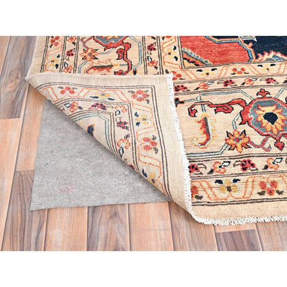 Heriz Wool Hand Knotted Rug Ivory White 8.8X11.6 -O085431