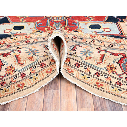 Heriz Wool Hand Knotted Rug Ivory White 8.8X11.6 -O085431