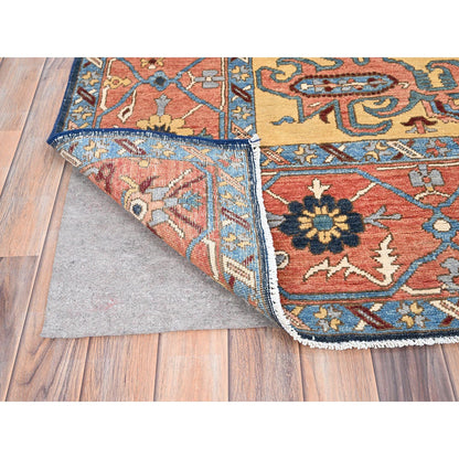 Heriz Wool Hand Knotted Rug Blue Orange 8.0X9.5 -O085435