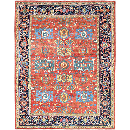 Heriz Wool Hand Knotted Rug Red Blue 9.0X11.6 -O085436
