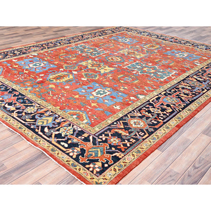 Heriz Wool Hand Knotted Rug Red Blue 9.0X11.6 -O085436
