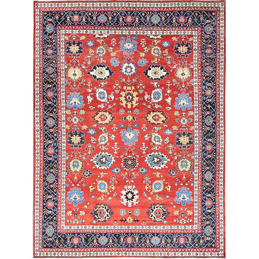 Heriz Wool Hand Knotted Rug Red Blue 9.9X13.0 -O085440