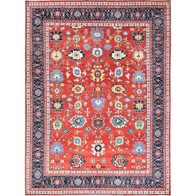 Heriz Wool Hand Knotted Rug Red Blue 9.9X13.0 -O085440