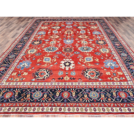 Heriz Wool Hand Knotted Rug Red Blue 9.9X13.0 -O085440