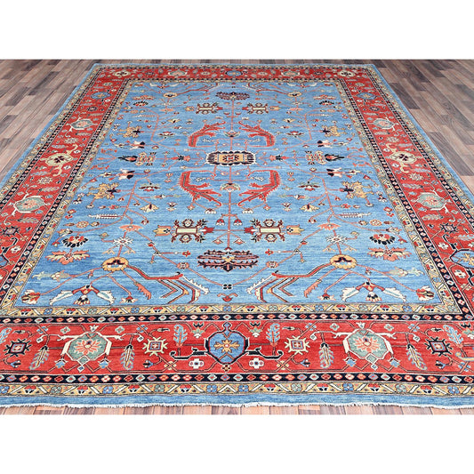 Heriz Wool Hand Knotted Rug Blue Red 9.0X11.6 -O085447